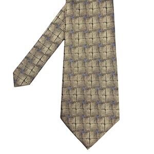 Kenneth Cole Gold Woven Geometric Silk Necktie Men OS